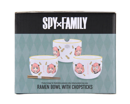 Spy x Family Many Faces Of Anya Ramen Bowl Bundle with Soup Bowl, Bamboo Chopsticks Set