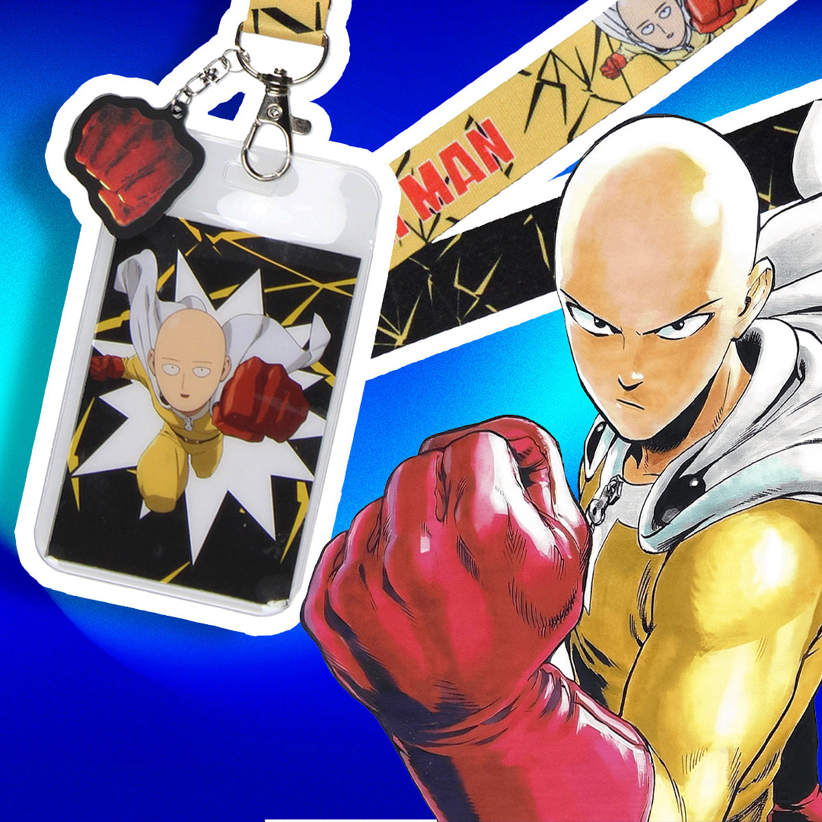 One Punch Man Manga Saitama ID Badge Holder Keychain Lanyard w/ Pendant