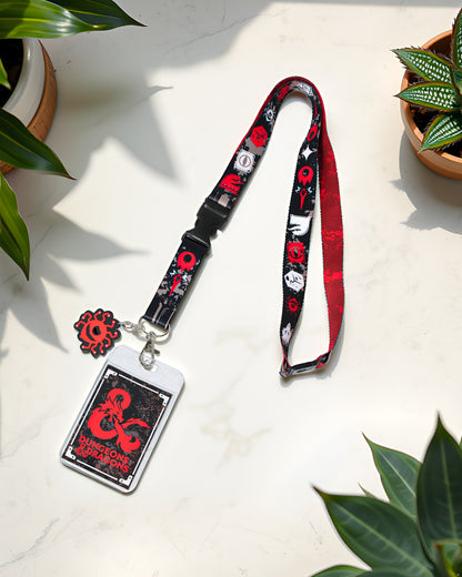 Dungeons and Dragons Lanyard ID Badge Holder Lanyard w/ Beholder Rubber Pendant