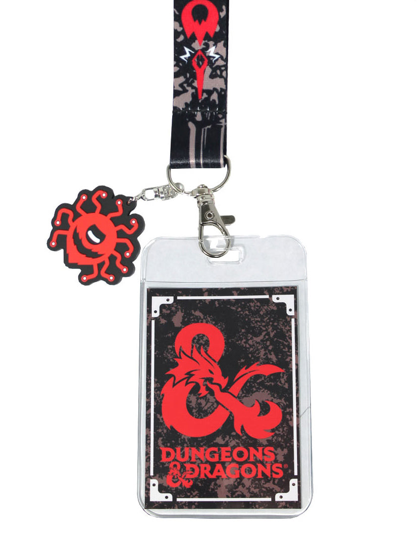 Dungeons and Dragons Lanyard ID Badge Holder Lanyard w/ Beholder Rubber Pendant