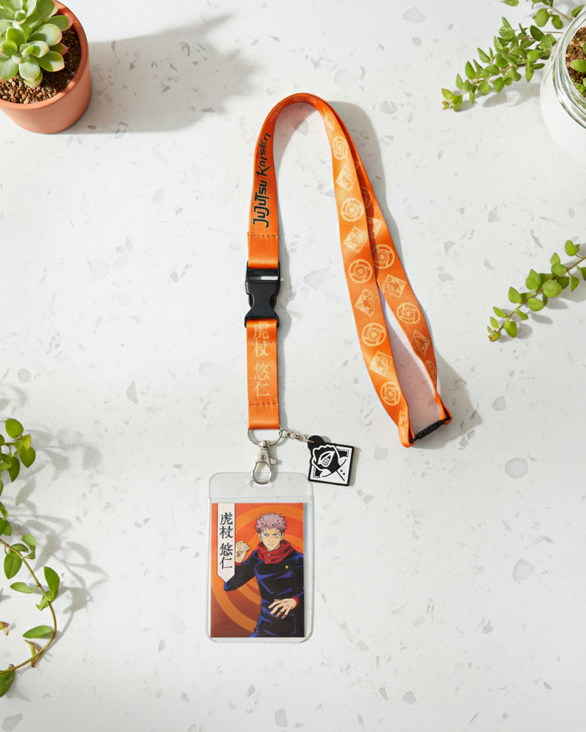Jujutsu Kaisen Yuji Itadori Keychain ID Badge Holder Lanyard w/ Rubber Pendant