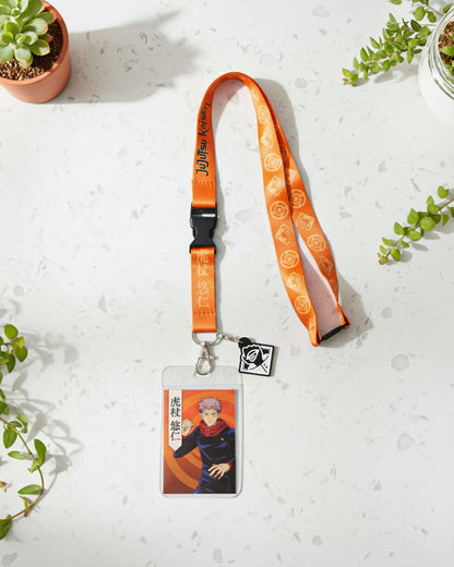 Jujutsu Kaisen Yuji Itadori Keychain ID Badge Holder Lanyard w/ Rubber Pendant