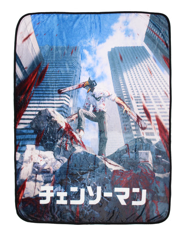 Chainsaw Man Manga City Scape Figure Poster Plush Fleece Soft Throw Blanket