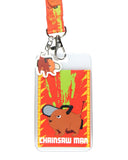 Chainsaw Man ID Lanyard Badge Holder w Pochita Rubber Pendant For Keys Keychain