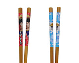 One Piece Luffy Straw Hat Pirates 2 Pairs Reusable Bamboo Chopsticks Gift Set