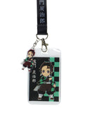 Demon Slayer Checkerboard Design Wrist Lanyard with ID Card and Plastic Charm