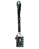 Demon Slayer Checkerboard Design Wrist Lanyard with ID Card and Plastic Charm