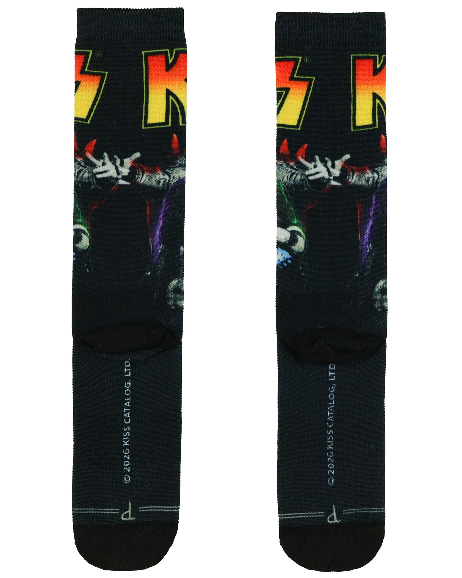KISS Crew Socks Men's Rock Band Sublimated Portrait Design 1-Pair Size 7-12