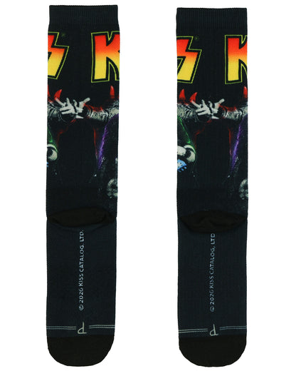 KISS Crew Socks Men's Rock Band Sublimated Portrait Design 1-Pair Size 7-12