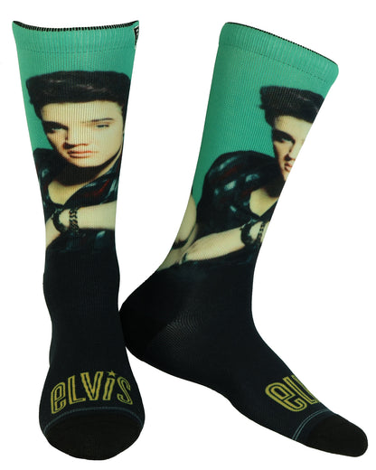 Elvis Presley Crew Socks Men's Portrait Sublimated Design 1-Pair Shoe Size 7-12