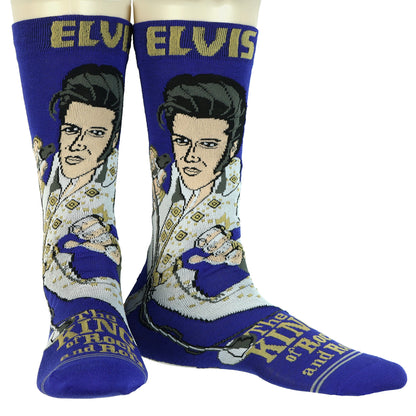 Elvis Presley King of Rock and Roll Men's Mid-Calf Crew Socks, 1 Pair