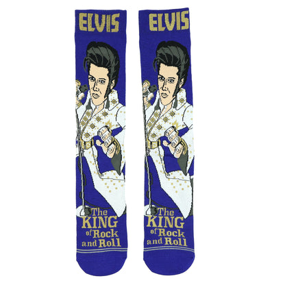 Elvis Presley King of Rock and Roll Men's Mid-Calf Crew Socks, 1 Pair