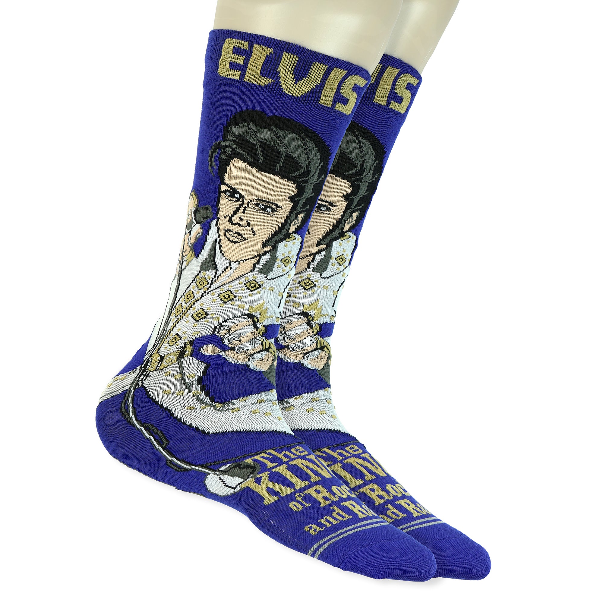 Elvis Presley King of Rock and Roll Men's Mid-Calf Crew Socks, 1 Pair