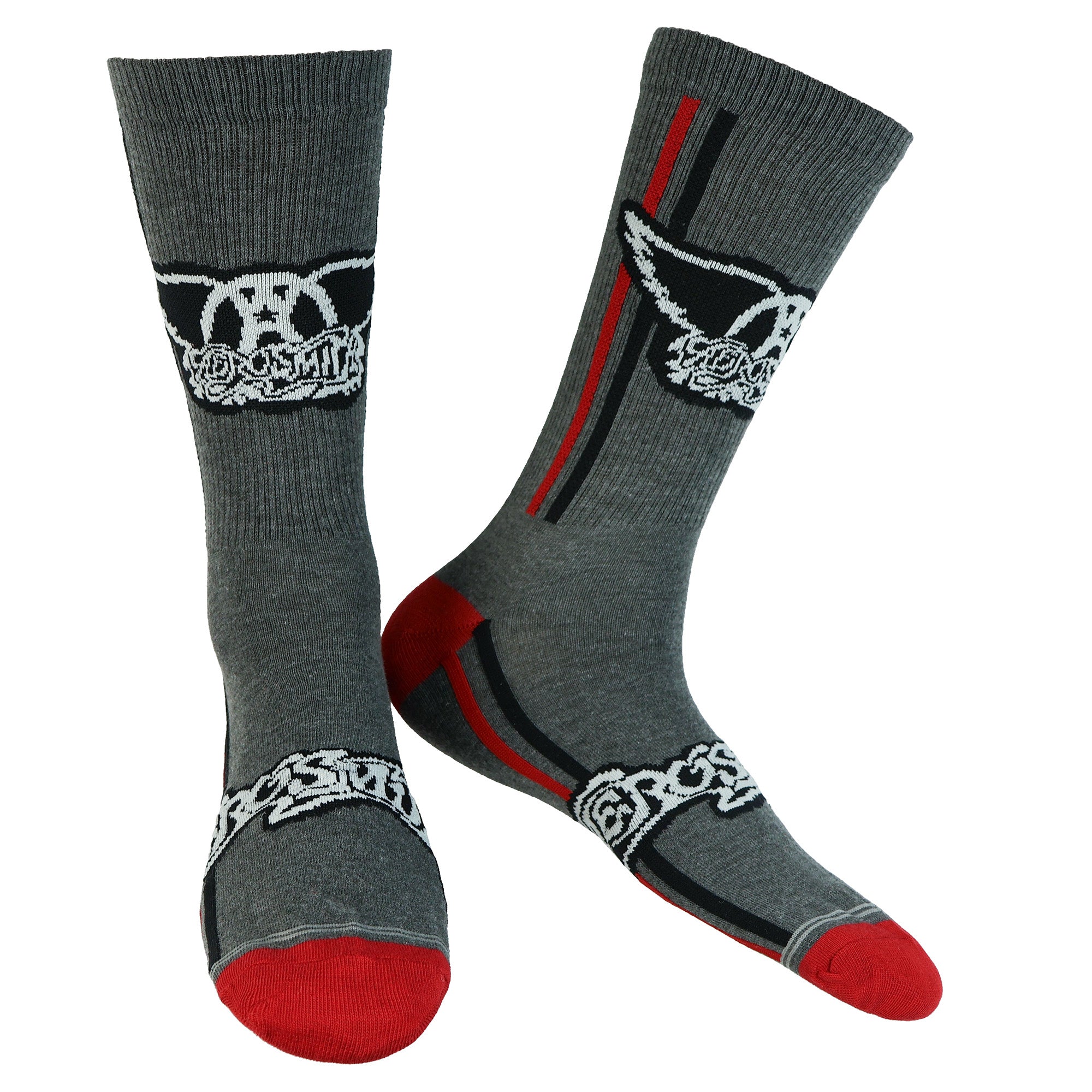 Aerosmith Crew Socks Men's Logo Stripe Design 2 Pair Adult Mid-Calf OSFM