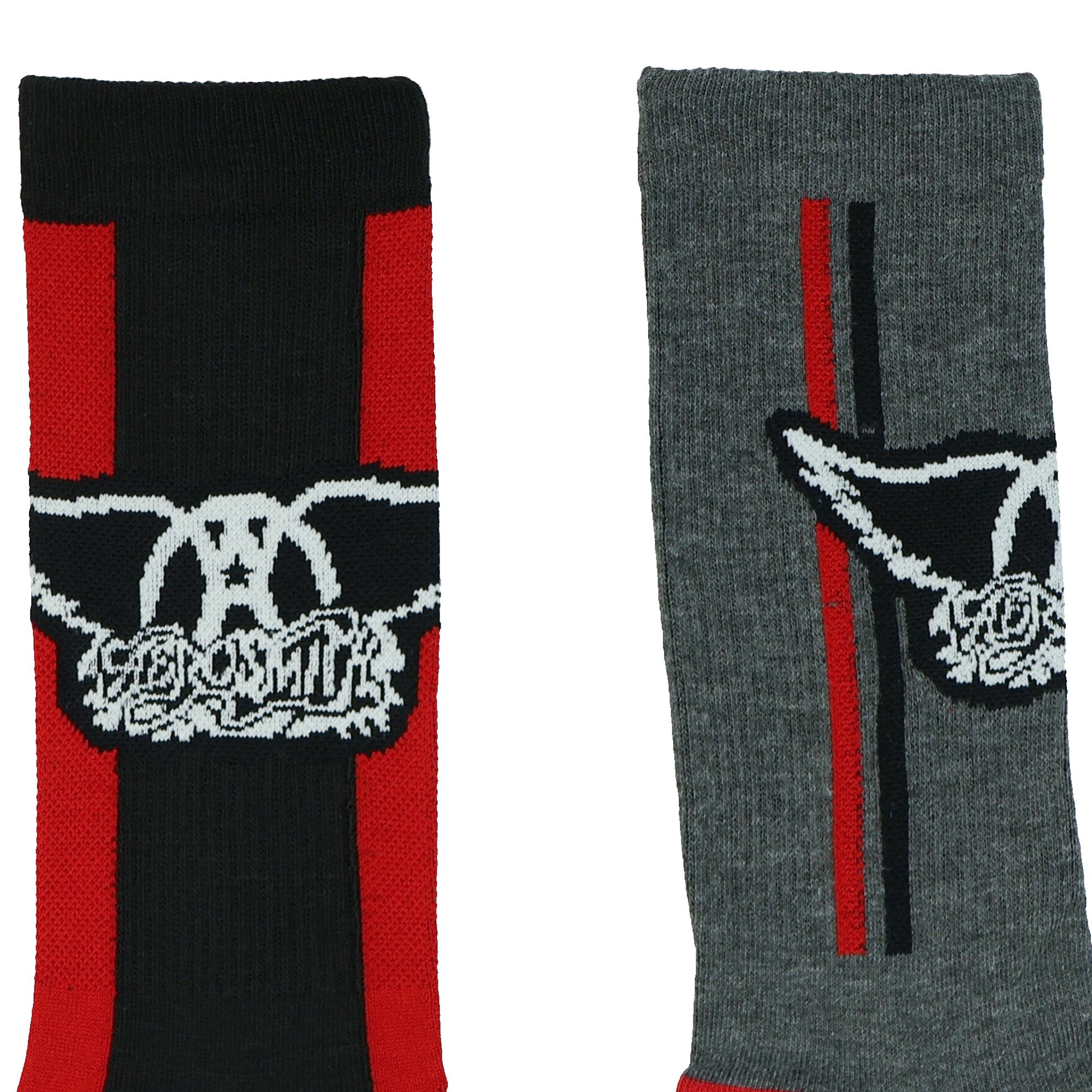 Aerosmith Crew Socks Men's Logo Stripe Design 2 Pair Adult Mid-Calf OSFM