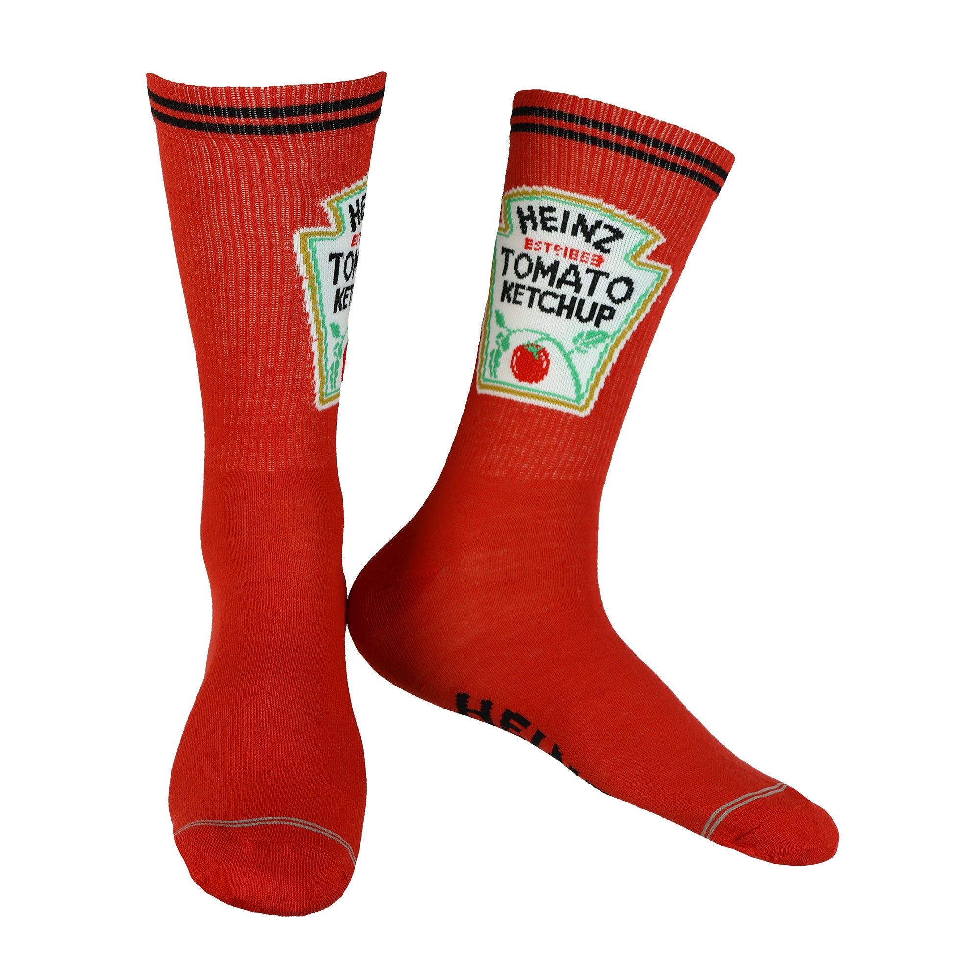 Heinz Crew Socks Ketchup and Mustard 2 Pair Food Graphic Design Shoe Size 7-12