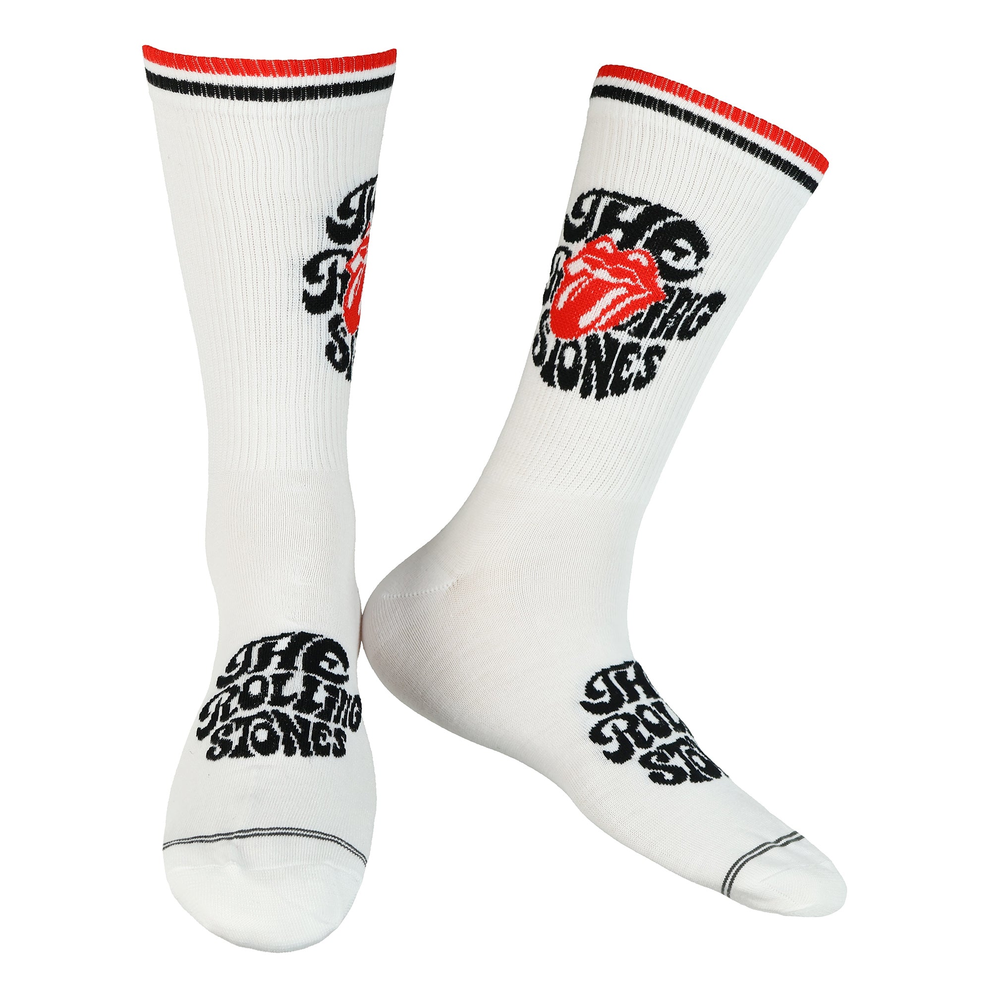 The Rolling Stones Crew Socks 2 Pair Tongue and Lips Band Logo Design Size 7-12