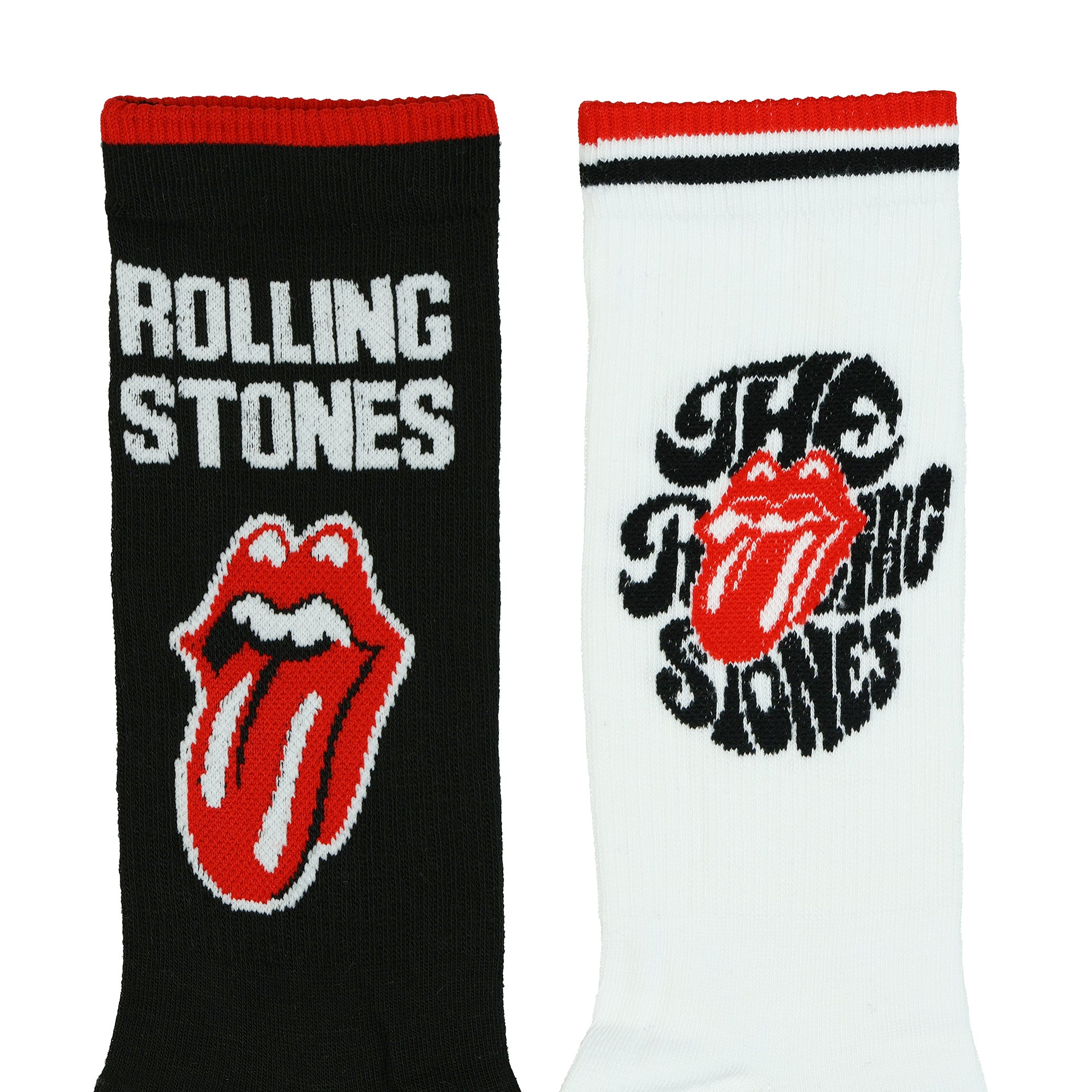 The Rolling Stones Crew Socks 2 Pair Tongue and Lips Band Logo Design Size 7-12