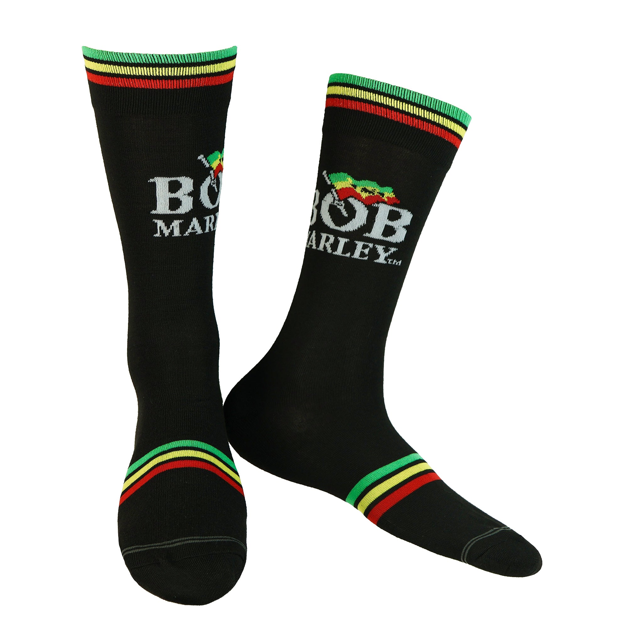 Bob Marley Crew Socks Men's Portrait Logo Graphic Design 2-Pack Shoe Size 7-12