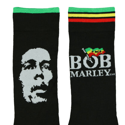 Bob Marley Crew Socks Men's Portrait Logo Graphic Design 2-Pack Shoe Size 7-12