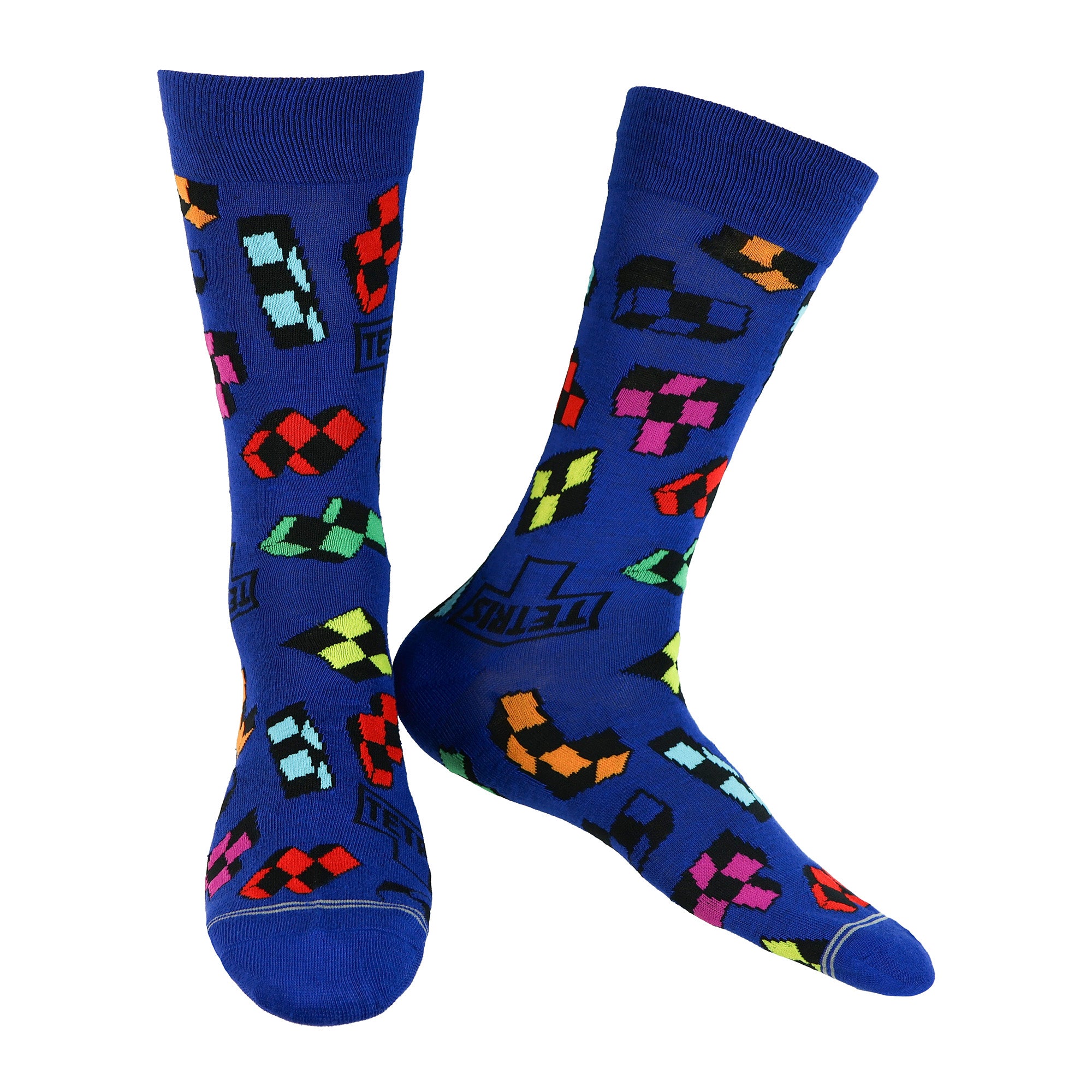 Tetris Socks Men's Block Logo Design 2-Pack Mid-Calf Crew Socks 2 Pair
