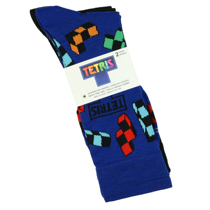 Tetris Socks Men's Block Logo Design 2-Pack Mid-Calf Crew Socks 2 Pair