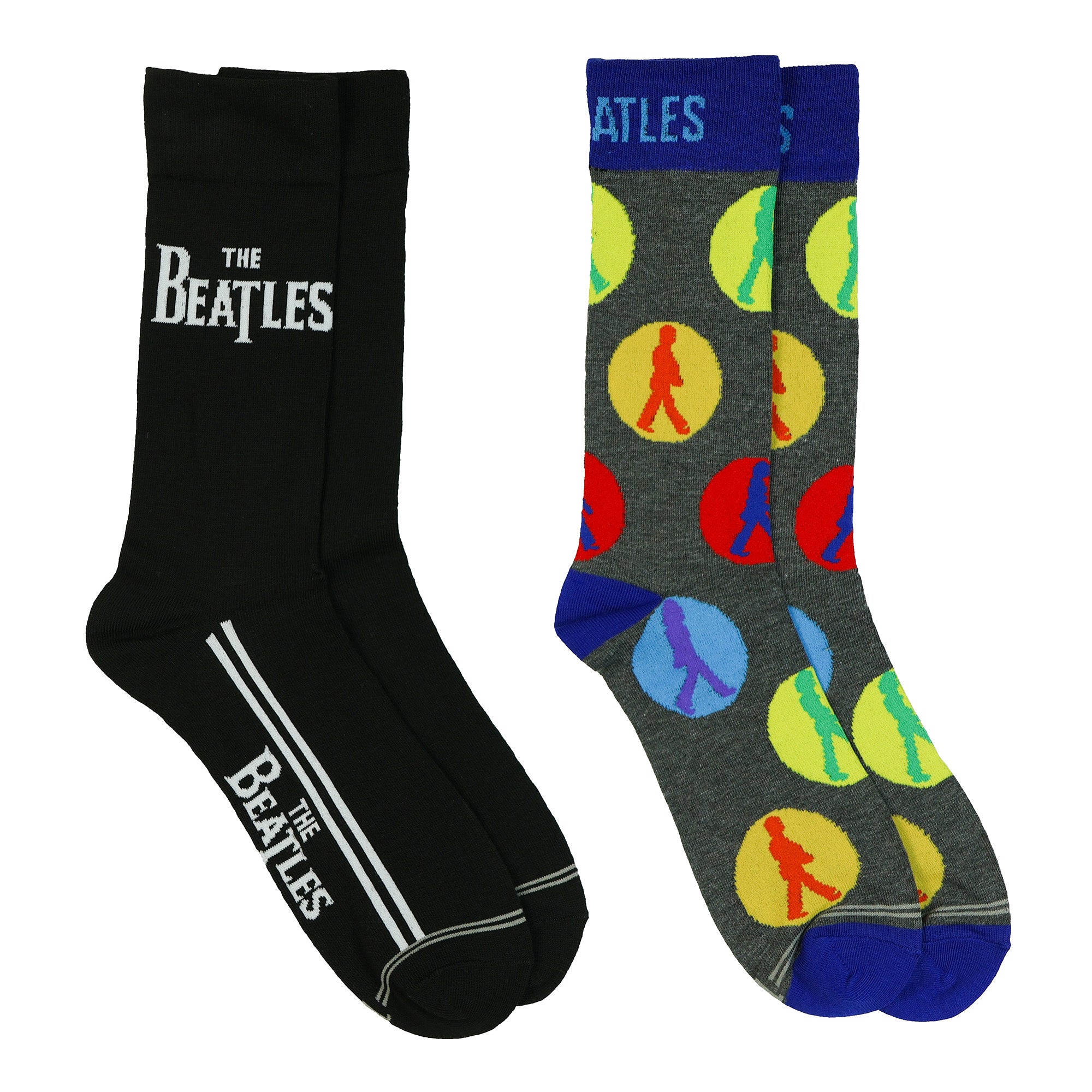 The Beatles Men's Logo Abbey Road Design 2-Pack Mid-Calf Crew Socks 2 Pair