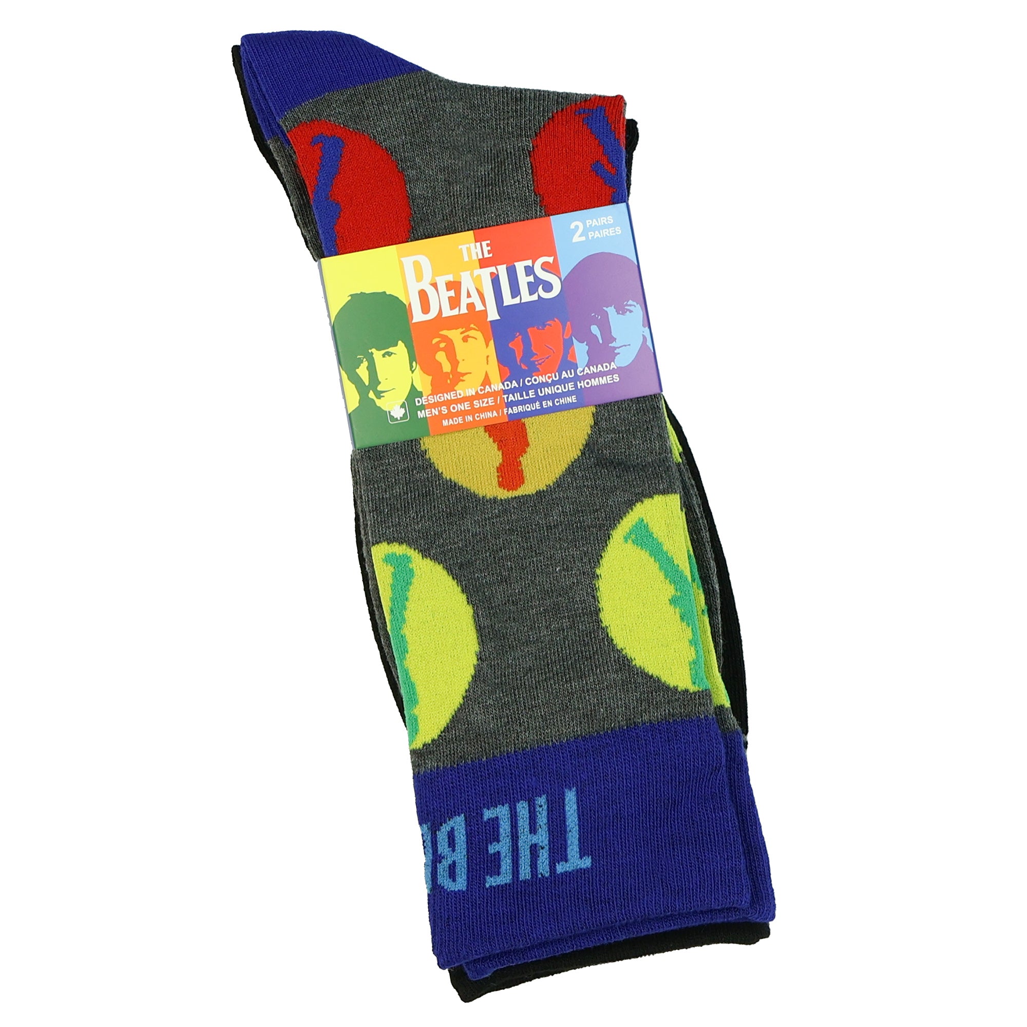 The Beatles Men's Logo Abbey Road Design 2-Pack Mid-Calf Crew Socks 2 Pair