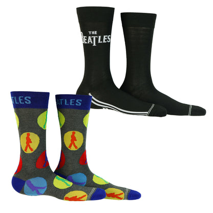 The Beatles Men's Logo Abbey Road Design 2-Pack Mid-Calf Crew Socks 2 Pair