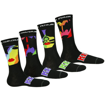 KISS Men’s Crew Socks 4-Pair Rock Band Member Character Sock OSFM