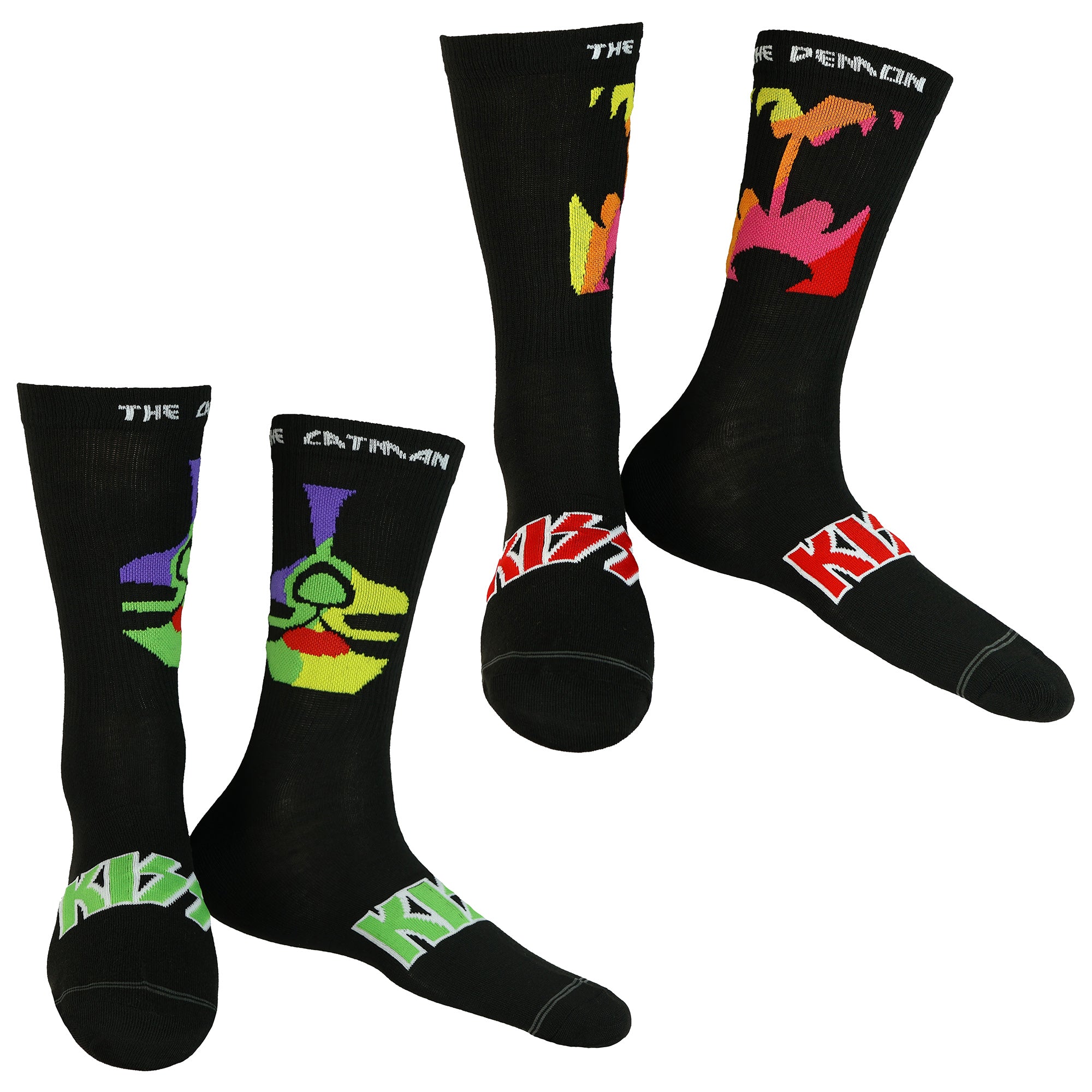 KISS Men’s Crew Socks 4-Pair Rock Band Member Character Sock OSFM