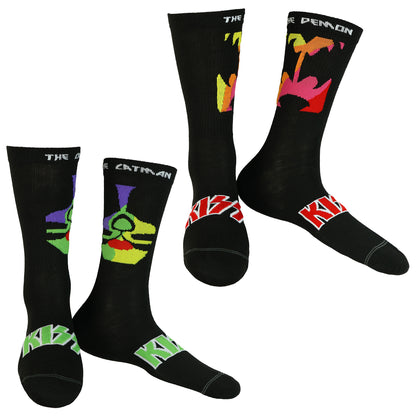 KISS Men’s Crew Socks 4-Pair Rock Band Member Character Sock OSFM