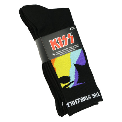 KISS Men’s Crew Socks 4-Pair Rock Band Member Character Sock OSFM