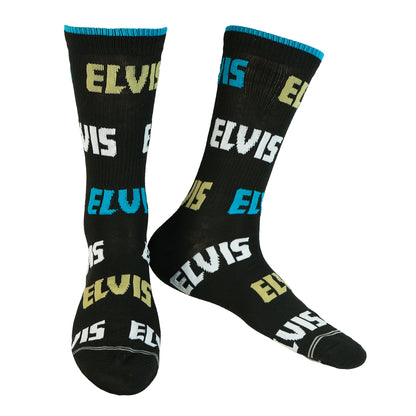 Elvis Presley Socks Men's King of Rock and Roll 4-Pack Crew Socks, 4 Pair