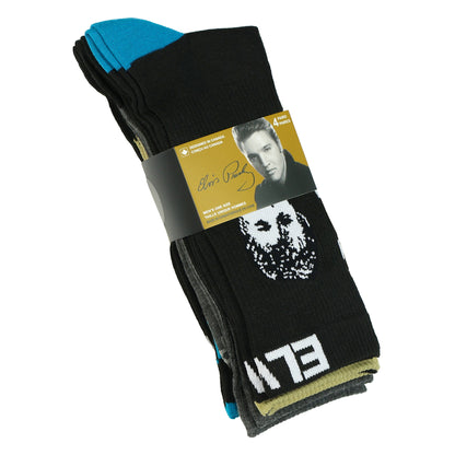 Elvis Presley Socks Men's King of Rock and Roll 4-Pack Crew Socks, 4 Pair