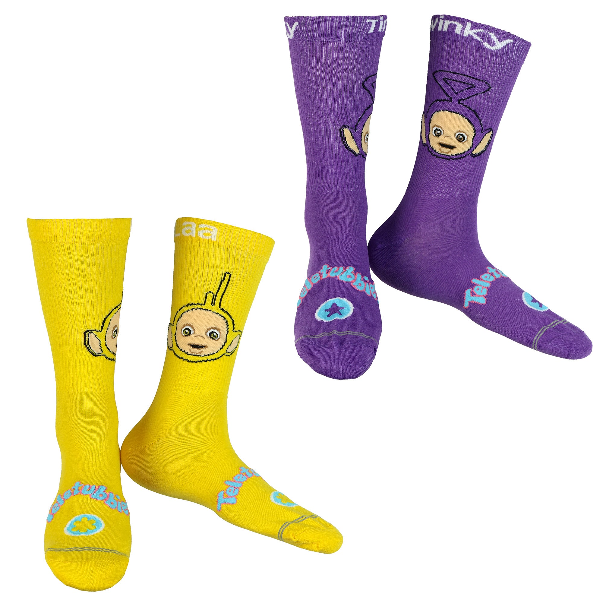 Teletubbies Crew Socks Men's Character Designs 4-Pack Mid-Calf, 4 Pair