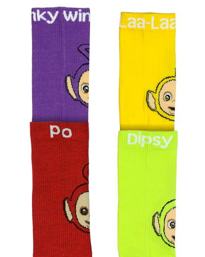 Teletubbies Crew Socks Men's Character Designs 4-Pack Mid-Calf, 4 Pair