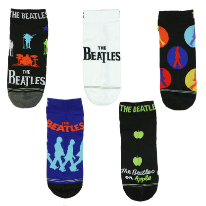 The Beatles Men's Assorted Band Designs 5-Pack Low Cut Ankle Socks, 5 Pair