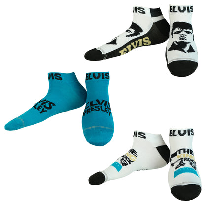 Elvis Presley Socks Men's King Of Rock 5 Pair No Show Sock OSFM
