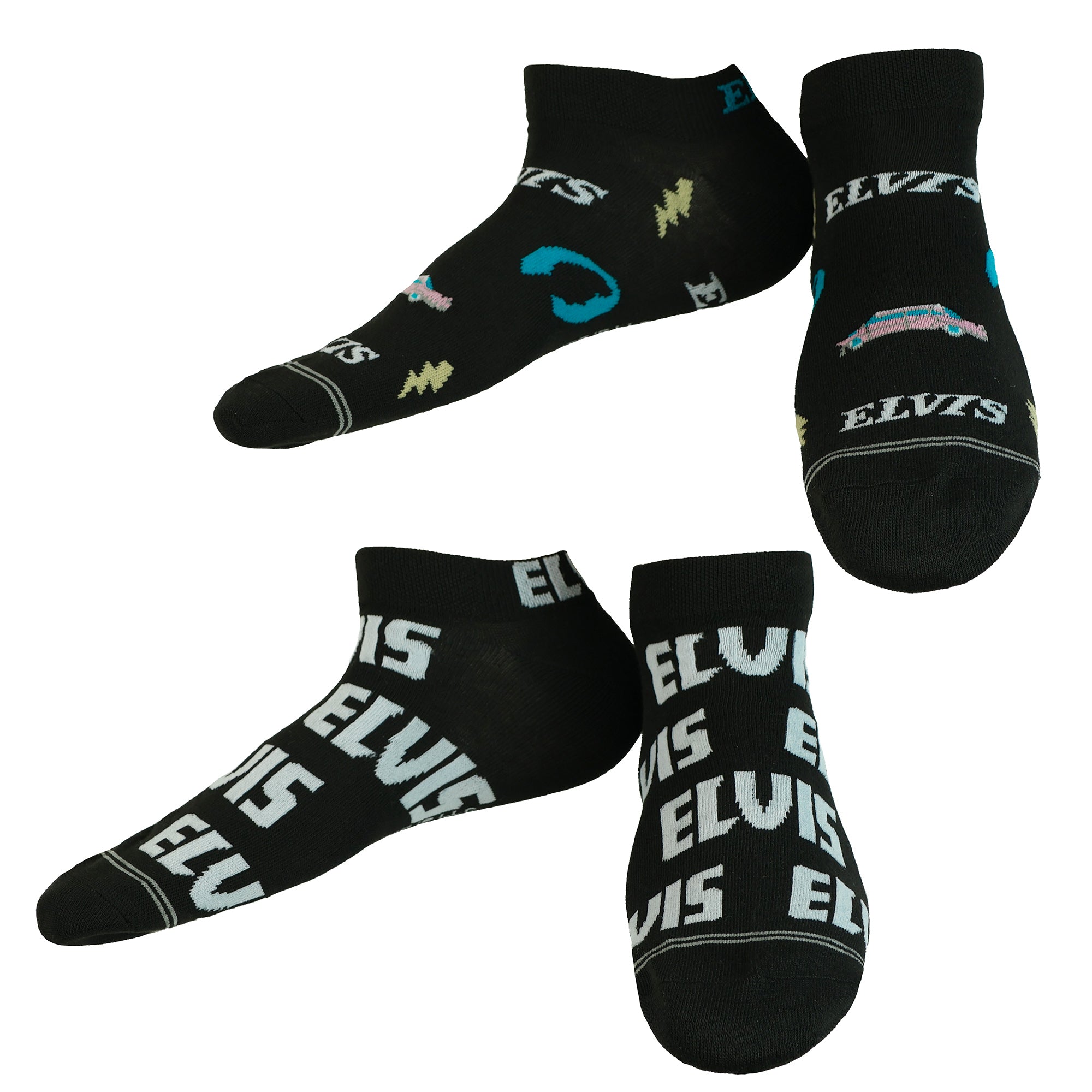 Elvis Presley Socks Men's King Of Rock 5 Pair No Show Sock OSFM