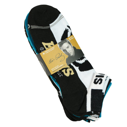 Elvis Presley Socks Men's King Of Rock 5 Pair No Show Sock OSFM