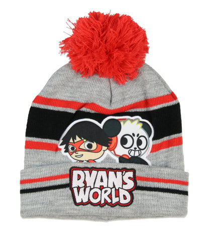 Ryan's World Kids Ryan and Combo Panda Gloves Scarf And Pom Beanie 3 Piece Set