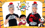 Ryan's World Kids Ryan and Combo Panda Gloves Scarf And Pom Beanie 3 Piece Set