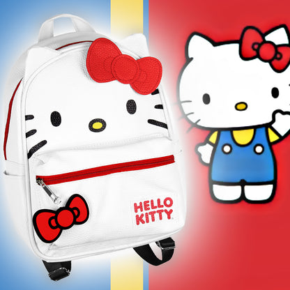 Sanrio Hello Kitty amazing Bow Face and 3D Ear Design Faux Leather Mini Backpack 11"