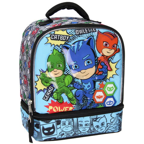 PJ Masks Comic Book 3-D Character Dual Compartment Insulated Lunch Bag Tote