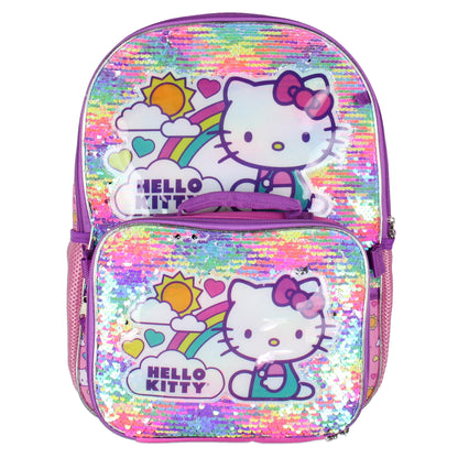 Sanrio Hello Kitty Backpack 5 Piece Set Lunch Bag Cinch Bag Gadget Case Water Bottle 16"