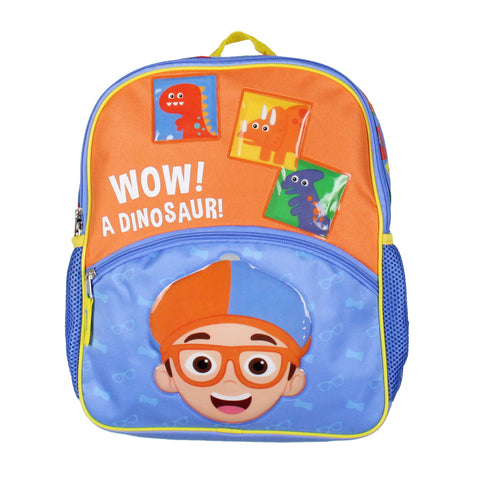 Blippi Wow! A Dinosaur 14" Kids School Backpack Bag w/ Raised Character Designs