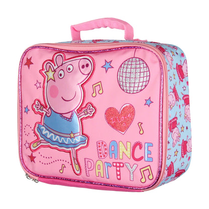 Peppa Pig Kids Lunch Box Glitter Dance Party Insulated Lunch Bag 10"
