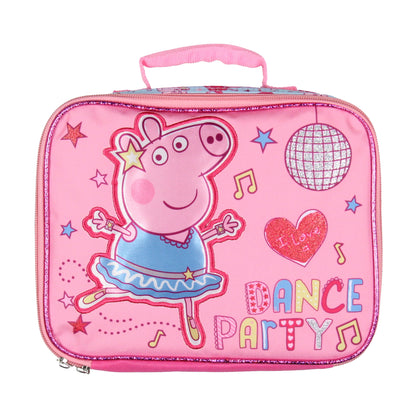 Peppa Pig Kids Lunch Box Glitter Dance Party Insulated Lunch Bag 10"