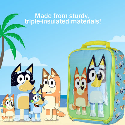 Bluey Kids Lunch Box Bluey And Bingo Raised Character Insulated Lunch Bag 10" - Seven Times Six